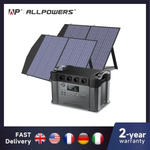 ALLPOWERS S2000 Pro Generatore da esterno 2400 W MPPT Centrale elettrica portatile con pannelli solari pieghevoli 4X100 W per campeggio camper, casa