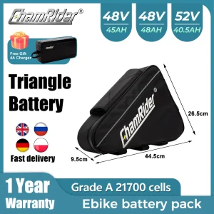 Batteria ChamRider Big Triangle 48V Batteria Ebike 48AH 45AH Batteria per bicicletta elettrica 52V Cella 21700 Litio 50A BMS