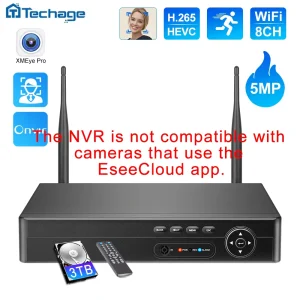 Techage H.265 NVR 8CH 5MP 4MP Registratore wireless Wifi CCTV Telecamera IP Sistema di protezione di sicurezza P2P XMeye Pro ONVIF Video di rete