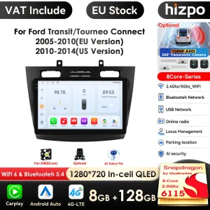 Hizpo 10.1 7862 Schermo Intelligente Carplay 4G 2Din Android 14 Autoradio per Ford Transit Connect 2005 – 2014 Tourneo Connect DSP
