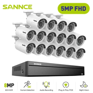 SANNCE 5MP Ultra HD POE sistema di videosorveglianza Set 16CH NVR Recorder con 16PCS Ip camera 5MP sistema di sicurezza CCTV Kit