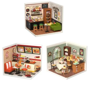 Robotime Fai da te Puzzle 3D Idea regalo per la casa Modello Negozio di fornitura Kit con LED Yum Yum Burger e Saluti tranquilli Bar e tè Sweet Sips