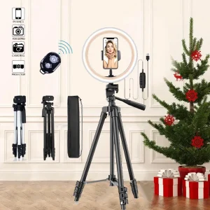 RingLight Telefono Fotografia Luce video 10 “26 cm Luce di riempimento Lampada dimmerabile Streaming anello luminoso con treppiede tiktok youtube