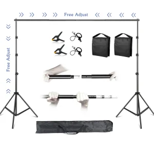 Supporto per sfondo per studio fotografico video da 2,6×3 m/8,5×10 piedi, sistema di supporto per sfondo telescopico regolabile con borsa per il trasporto