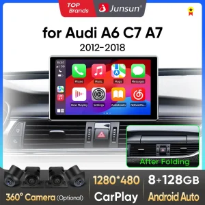 Junsun 9 pollici CarPlay per Apple Car Radio Multimedia per Audi A6 C7 A7 2005-2018 4G WiFi Bluetooth Wireless Android Auto Stereo