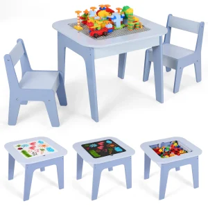 Set tavolo e sedie per bambini, tavolo da costruzione per scrivania per bambini 2 in 1, tavolo da attività in legno, libreria, adatto per l’aula, Ho