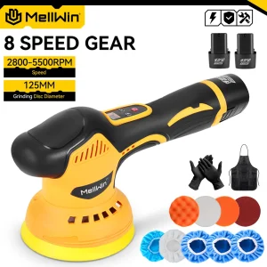 MELLWIN 125mm Cordless 12V Lucidatrice per auto 8 Marce Display digitale Lucidatrice elettrica Automobile Auto Lucidatura Sigillatura Smalto Macchina