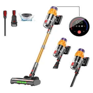 Aspirapolvere senza fili ASHLV per la casa, aspirapolvere con motore brushless 500Pa 550W, spazzatrice portatile da 40 minuti con display a LED