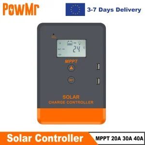 PowMr MPPT 40A 30A 20A Regolatore di carica solare 12V 24V Pannelli solari Regolatore Caricatore per batteria al litio LifePO4 al piombo