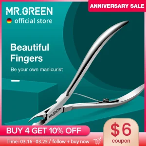 MR.GREEN Pinza per cuticole per unghie Forbici per manicure Pinzetta in acciaio inossidabile Clipper Rimozione della pelle morta Forbice Pusher Tool Trimmer