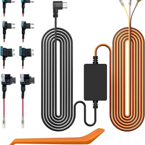 WOLFBOX Kit cavo rigido tipo C per telecamera da cruscotto a specchio G840S/G930/G840H/G850/G900/G850 PRO/X5, monitor di parcheggio con porte multiple