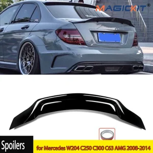 Duckbill RT Style Trunk Spoiler Lip Gloss Nero Per Mercedes Benz W204 2008-2014