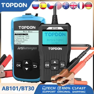 TOPDON BT30/AB101 12V Tester batteria per auto Analizzatore diagnostico automobilistico digitale Avvio veicolo Scanner di ricarica Multifunzione