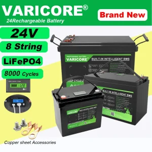 VariCore 24V 100AH 60ah 32ah LiFePO4 Batteria USB3.0 Tipo-C Uscita per batterie per accendisigari per auto da golf 29.2v