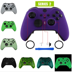 eXtremeRate Kit di sostituzione della custodia Shell dell’alloggiamento anteriore della piastra frontale per controller Xbox One Elite Series 2 – Viola