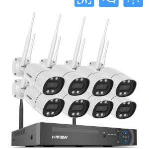 H.view 8CH 5mp Wireless Wifi Telecamera Sistema di sicurezza Telecamera CCTV Kit di videosorveglianza NVR Indoor Outdoor Audio bidirezionale Xmeye