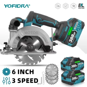 Sega circolare elettrica senza spazzole YOFIDRA da 6 pollici con display digitale, motosega multifunzione per batteria Makita 21V.