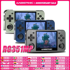 ANBERNIC RG351MP Console di Gioco Portatile, Schermo IPS da 3,5 Pollici, Supporto Giochi, Wi-Fi Esterno, 64G, 2400 Giochi
