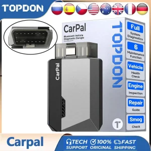 TOPDON Carpal OBD2 Scanner per auto Strumento diagnostico per tutti i sistemi Controllo della salute del veicolo Controllo dello smog Controllo della batteria IOS Android BT 5.0