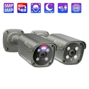 Techage UHD 4K 8MP 5MP Telecamera POE di sicurezza Smart AI Rilevamento umano Telecamera IP audio bidirezionale esterna CCTV Sorveglianza Notte a colori