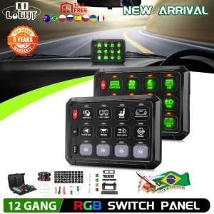 COLIGHT 12V 24V 12 Gang 8 Gang Pannello interruttori a LED universale Controllo APP Colori RGB regolabili Luminosità Multifunzione per auto