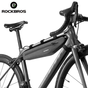 ROCKBROS 1.5L borsa per bici completamente impermeabile tubo anteriore triangolo allungato doppia cerniera borsa per bicicletta resistente ai graffi accessori bici
