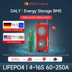 Daly Smart BMS Ventola 150A BMS Lifepo4 Batteria 4s 12v 8s 24V 16s 48V 100A 200A 250A Batteria 18650 Consegna in 5 giorni