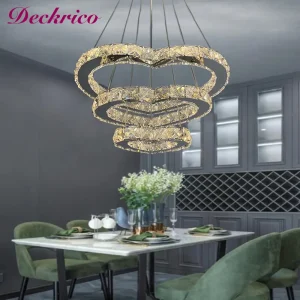 Lampadario moderno in cristallo a cuore illuminazione a sospensione decorazioni per la casa plafoniere a Led per sala da pranzo esche illuminazione a sospensione