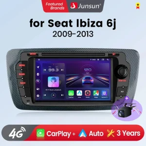 Junsun Wireless CarPlay per Apple Android Auto Car Radio per Seat Ibiza 6j 2009 2010 2011-2013 GPS Multimedia Stereo TouchScreen