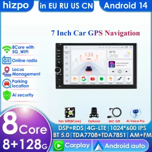 8G + 128G 7862 7 pollici 2din Android Autoradio per Autoradio universale lettore Video multimediale unità principale di navigazione GPS Carplay 4G RDS