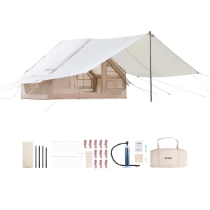 SucceBuy Tende gonfiabili da campeggio 3-5 persone Tenda gonfiabile di facile installazione con pompa a mano Tenda Oxford 300D con porte e finestre a rete