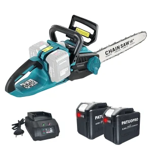 PATUOPRO Sega a catena elettrica senza fili da 16 pollici Sega a catena elettrica per taglio del legno Utensili elettrici per potatura da giardino per batteria Makita 18V
