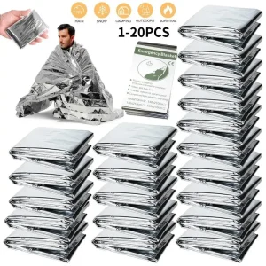 1-20PCS Coperta di emergenza Kit di pronto soccorso di sopravvivenza all’aperto Isolamento antivento Salvavita PET Mantenere la coperta di salvataggio termico in lamina