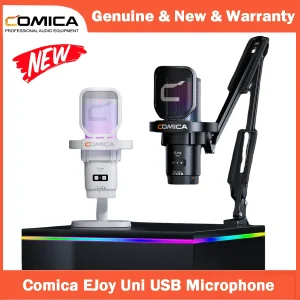 Microfono da gioco USB Comica Uni Pro con cancellazione del rumore/RGB/manopola di bilanciamento del guadagno Microfono a condensatore per lo streaming di podcasting