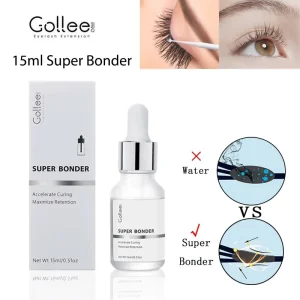 Gollee 15ml Super Bonder Agente fissativo Estensione ciglia per tutte le colla per extension ciglia Aiuta l’adesivo delle ciglia per il trucco delle ciglia