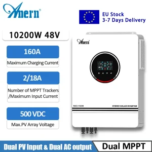Anern 10.2KW inverter ibrido off grid inverter 48v sulla rete inverter solare onda sinusoidale pura bulit in 160A MPPT controller solare