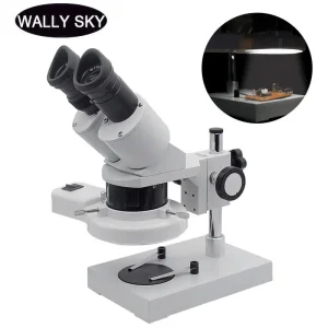 Microscopio Stereo 10X 20X 30X 40X con illuminazione ad anello per strumenti di ispezione PCB microscopi industriali riparazione saldatura