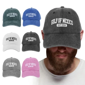 Golfo del Messico Est 1550 Berretto da baseball vintage Cappello del Golfo del Messico Cappello unisex in cotone lavato Cappello da golf regolabile per uomo donna
