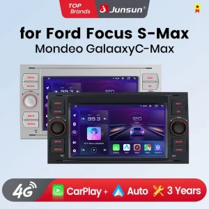 Junsun CarPlay Android Auto Radio per Ford Focus Mondeo Fiesta Transit Kuga C-Max S-Max Galaxy GPS Car Multimedia 2din autoradio