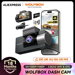 WOLFBOX I07 Dash Cam 3 canali Dash Camera per auto anteriore e posteriore 4K Dash Camera con GPS WiFi Car Dvr per 170 FOV WDR