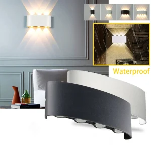 Lampada da parete A Led per Esterni In Alluminio Coperta Ip65 Up Imbottiture Bianco Nero Moderno Per La Casa Scale Camera Da Letto Comodino Luce del Bagno