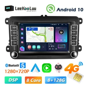 LeeKooLuu 2 Din Android Autoradio GPS 4G WiFi DSP Carplay Per VW/Volkswagen Skoda Octavia golf 5 6 touran passat B6 polo Jetta
