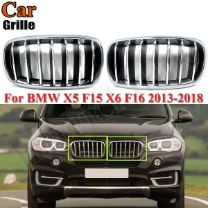 Per 14-18 BMW X5 X6 F15 F16 Passeggero destro Griglia a rene anteriore Griglia tutta cromata