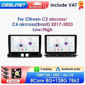 2DIN Android13 autoradio per C3 Aircross 2017 – 2023 Citroen C4 Car Multimedia Player autoradio navi Wireless Carplay 360Camera