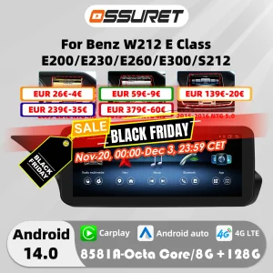 10.25 “Carplay Android 13 Auto autoradio Per Mercedes Benz Classe E C207 W207 A207 NTG 4.0 4.5 5.0 sistema intelligente per auto a 2 porte