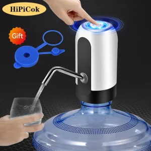 HiPiCok Pompa per bottiglia d’acqua 19 litri Ricarica USB Distributore automatico di acqua elettrico Pompa per bottiglia Pompa per acqua Distributore automatico di bevande