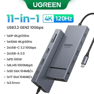 UGREEN 10-in-1 USB C HUB 4K tipo C a HDMI RJ45 Ethernet PD100W SD & TF per MacBook iPad Huawei Sumsang PC Tablet Phone USB3.0 HUB
