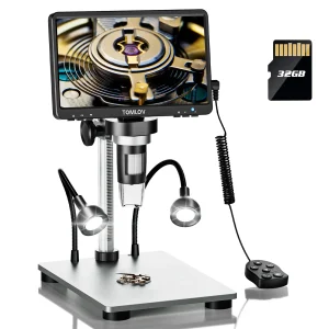 Microscopio digitale TOMLOV 1200X LCD 1080P, videocamera per saldatura per elettronica/ispezione di monete, uscita HDMI con supporto per PC