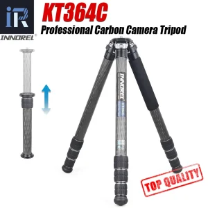KT364C treppiede professionale in fibra di carbonio con tubo da 36mm per videocamera digitale DSLR supporto per fotocamera per impieghi gravosi con colonna centrale