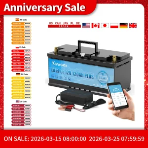 KEPWORTH 12V 120Ah LiFePO4 Batteria al litio ferro fosfato Batteria ricaricabile a ciclo profondo con BMS integrato, oltre 6000 cicli di vita